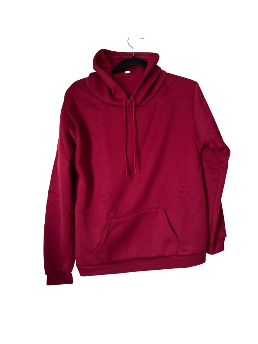 Wine Pullover Hoodie With Drawstring & Kangaroo Pocket Medium Size Cotton Blend